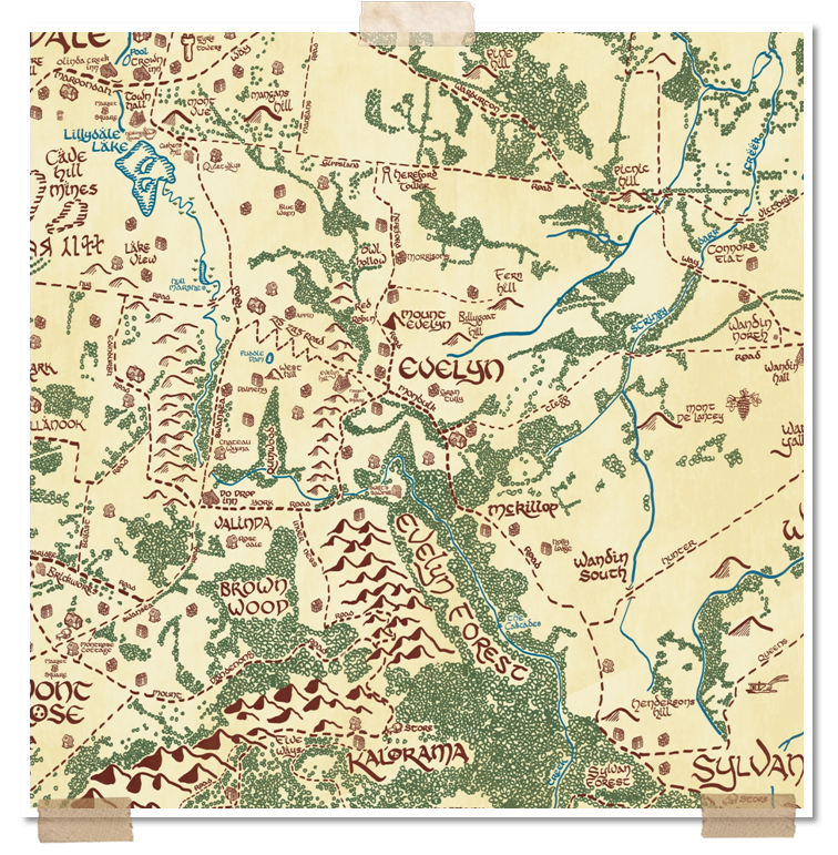 Tolkien style map of Mount Evelyn by Adam Mattinson
