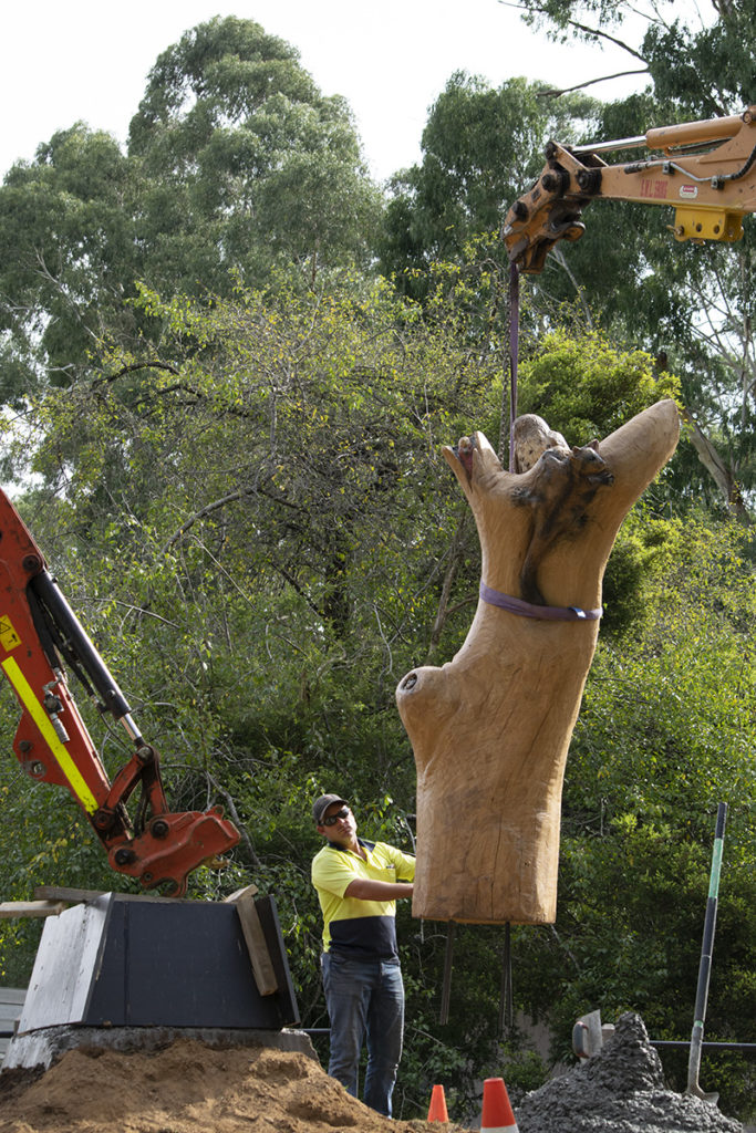 Sculpture at Mt Evelyn Picnic and Recreation Reserve.