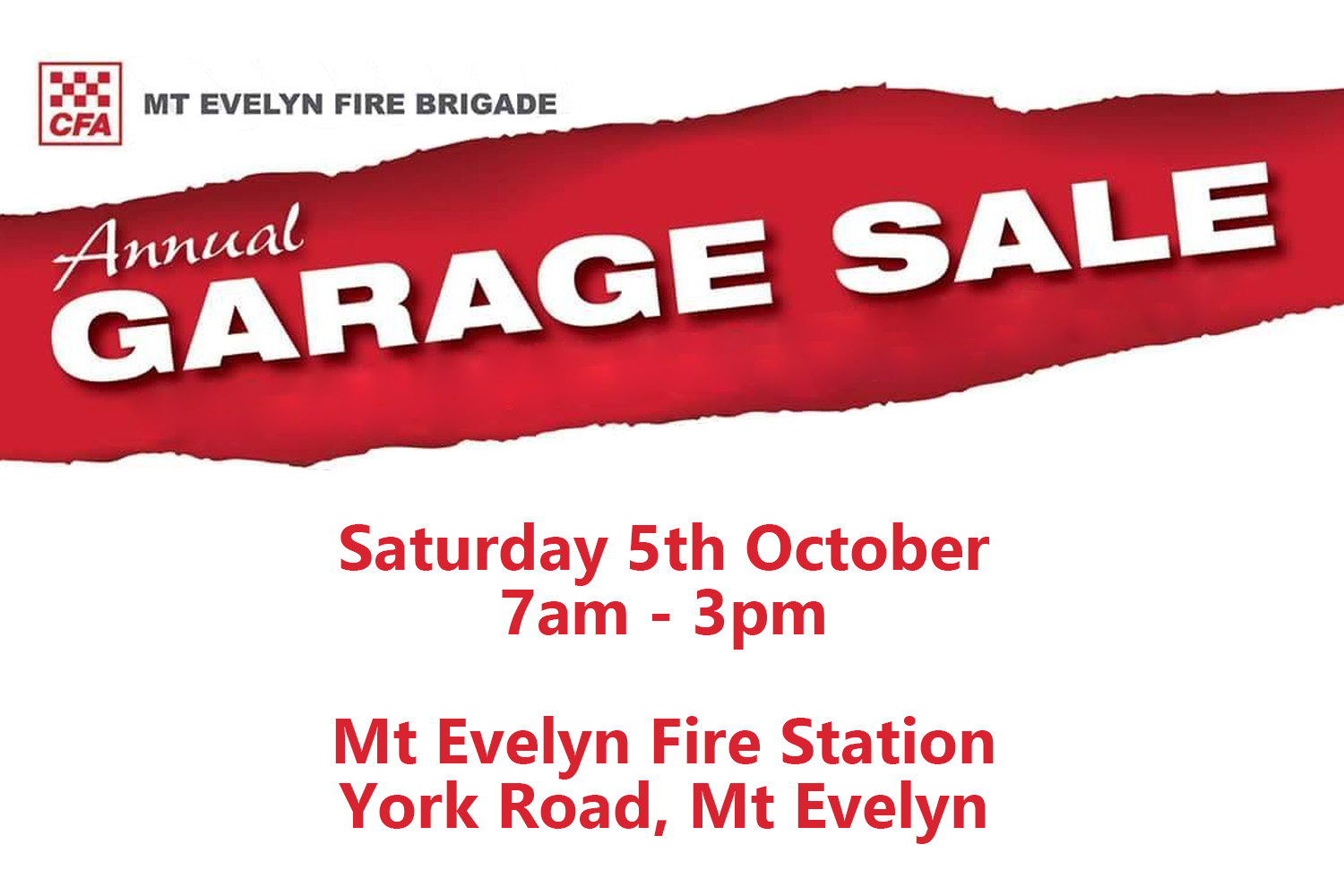 Mt Evelyn CFA Garage Sale